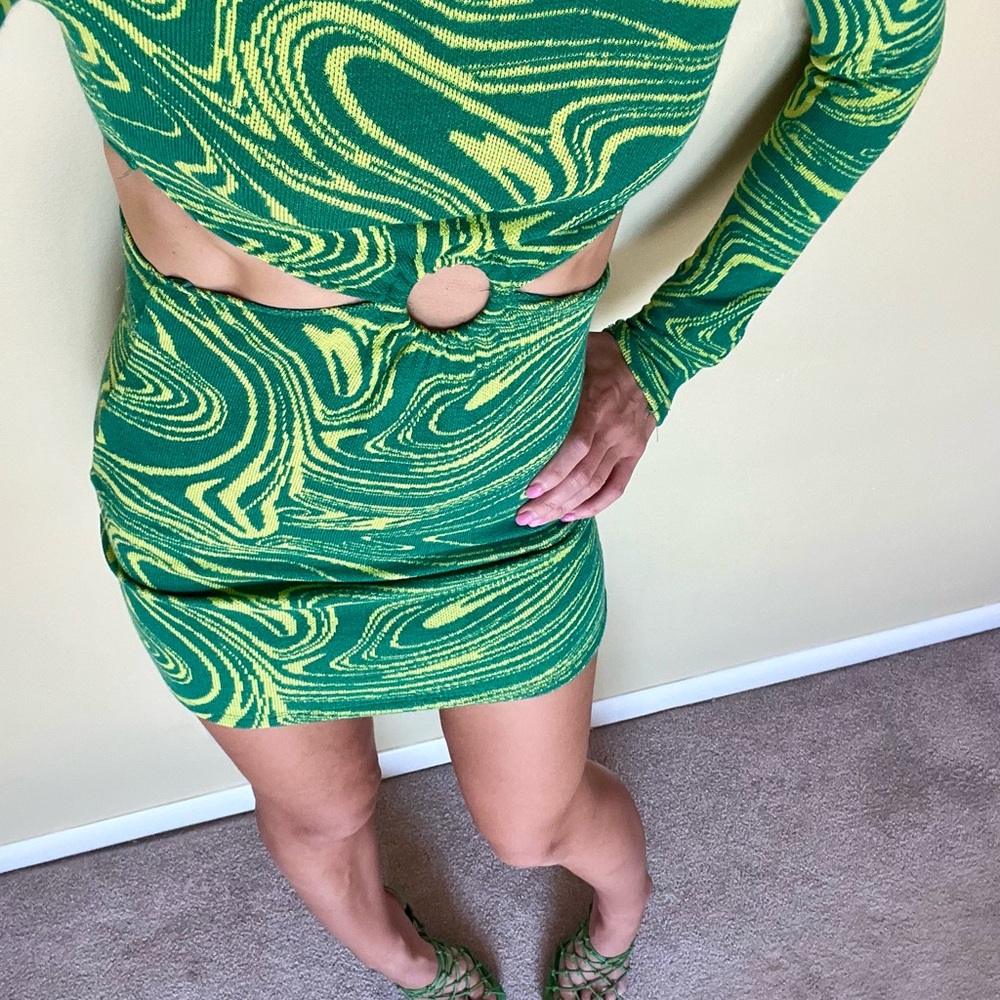 Zara Green Knit Cutout Dress|Never worn| Size S
